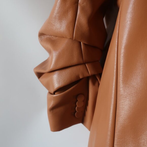 Womens 5a7 Cinq A Sept "Kylie" Brown Vegan Leather Blazer/Jacket 14 - Picture 6 of 9